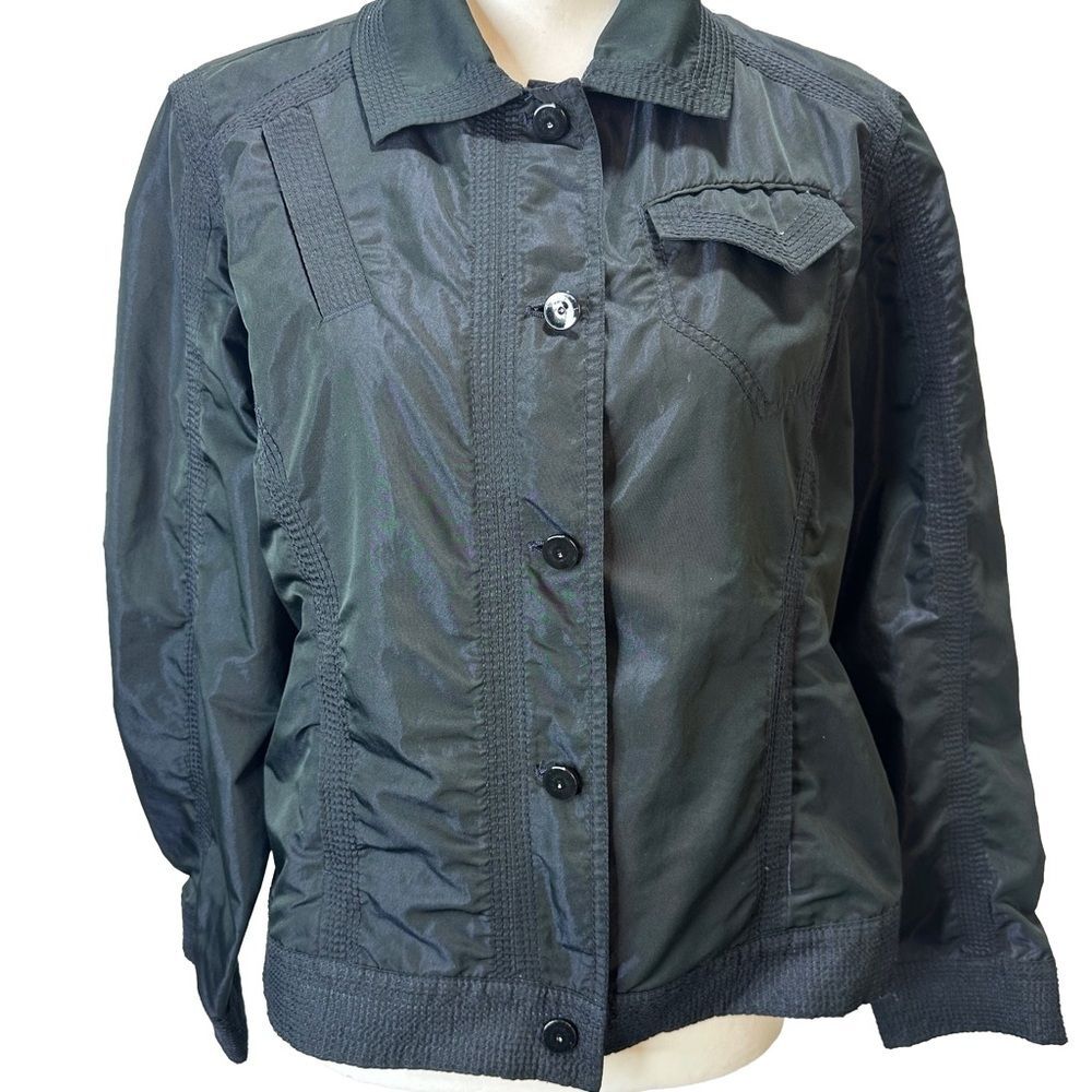 Chico's Black Cropped Bomber Utility Jacket Size 2 - Picture 1 of 11